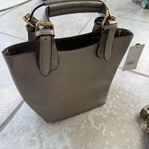 Elegant Bronze Leather Tote Bag